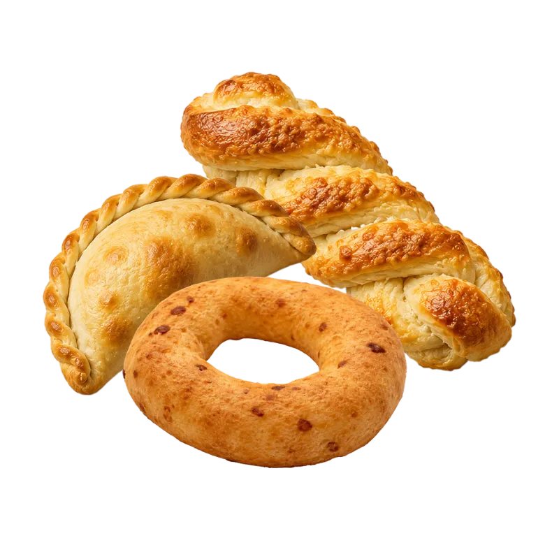 Pandebonos, empanadas y trenzas de queso